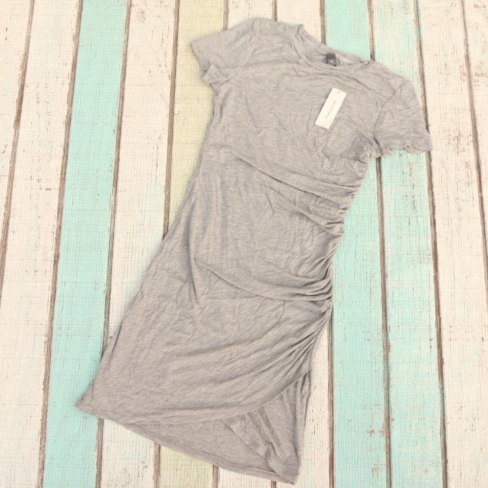 Francesca’s Heather Gray Jersey Rouched Dress 🦩